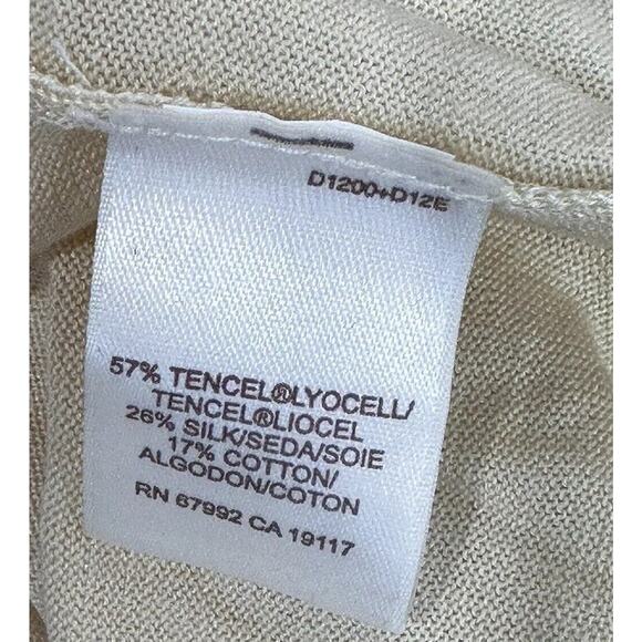 Vintage sigrid olsen beige brown beaded button Silk Tencel cardigan Size L - Picture 5 of 6